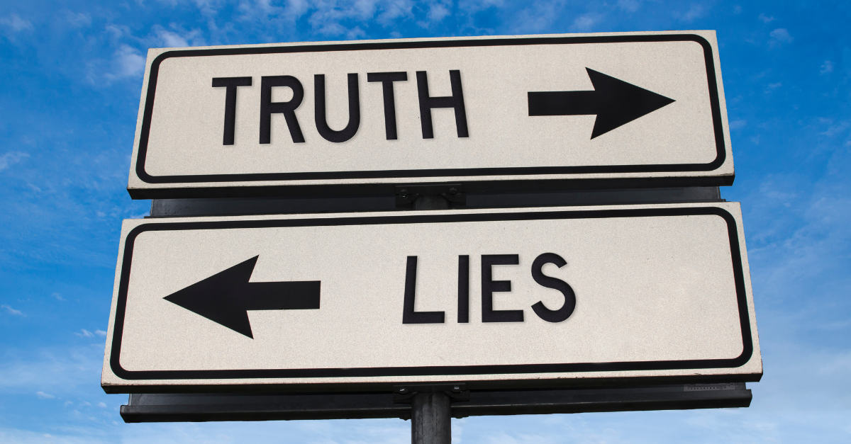 truth and lies sign pointing in different directions